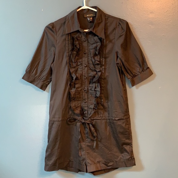 Short Button Up Romper - Picture 1 of 6